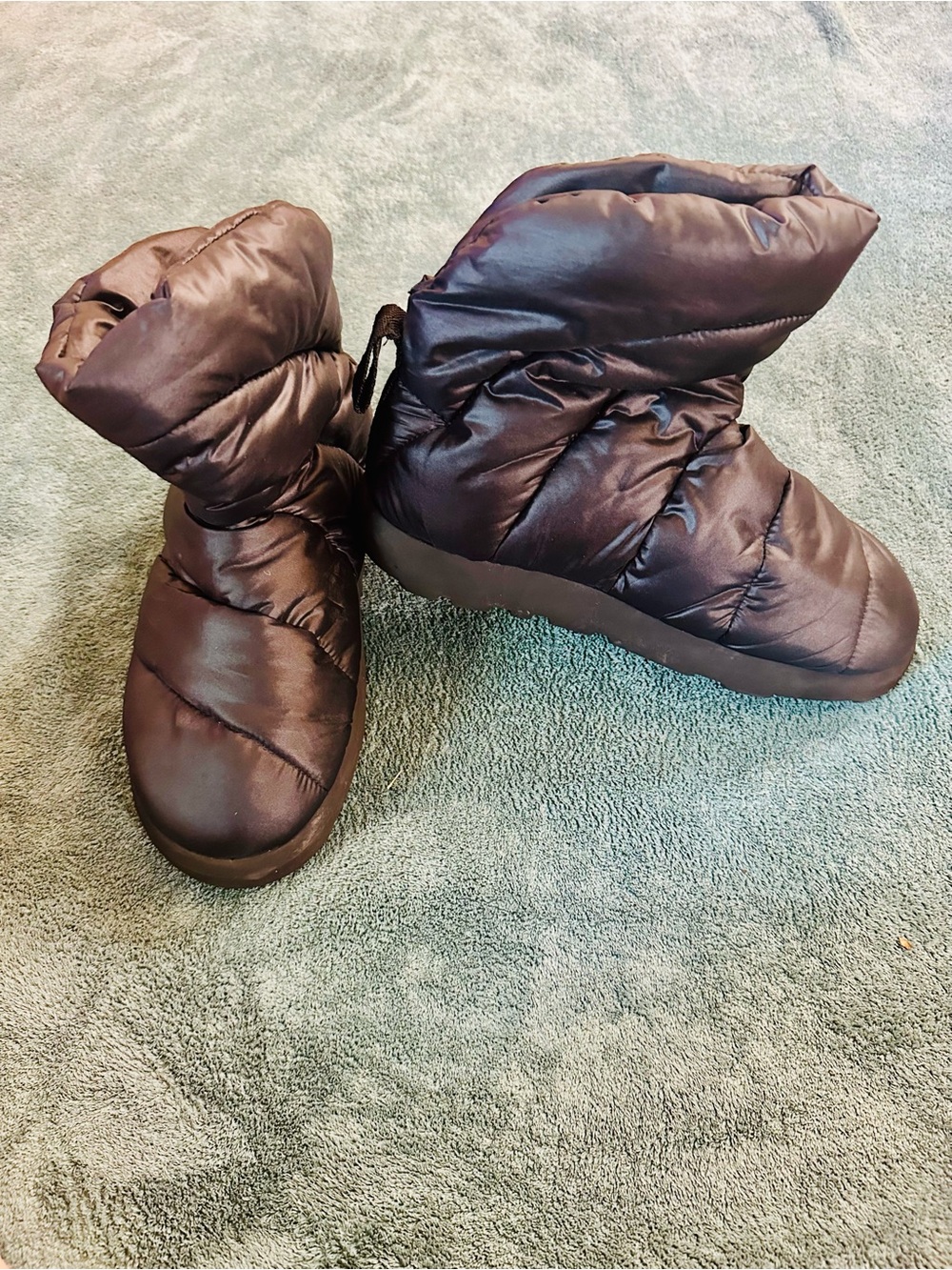 Black Puffer Snow Boots Quilted Winter Boots Chunky Platform Size 38